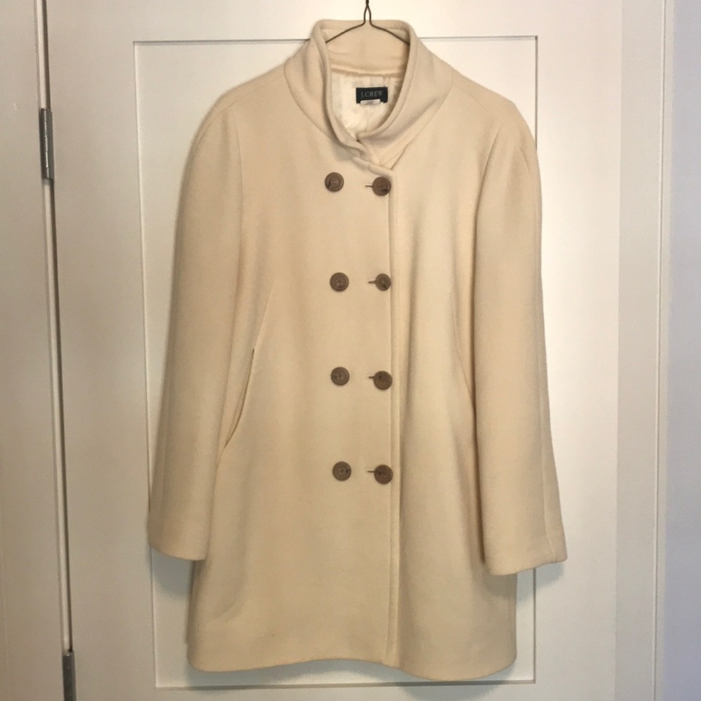 J Crew off white pea coat size 8